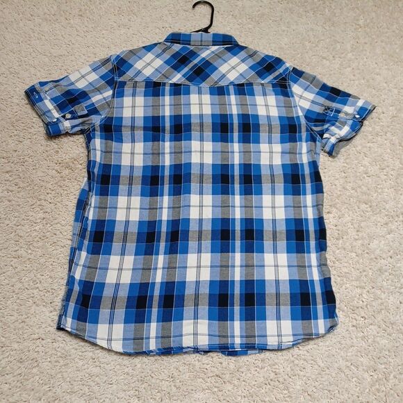 Eighty Eight Platinum Button Up Shirt Large Blue Black Pearl Snap Men Streetware - Picture 6 of 6